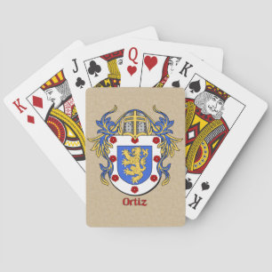Ortiz Heraldic Shield with Mantling Playing Cards