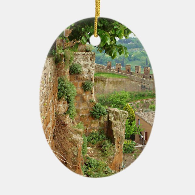 Orvieto Battlement Ceramic Tree Decoration (Front)