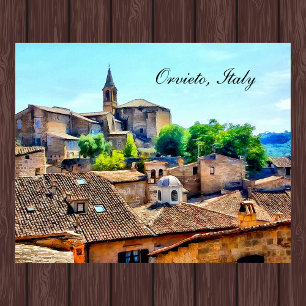 Orvieto Italy Hillside with Orvieto Italy Text Poster