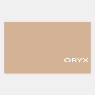 Oryx brown beige color name rectangular sticker