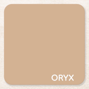 Oryx brown beige color name square paper coaster
