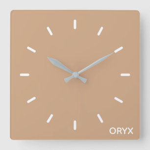 Oryx brown beige color name square wall clock