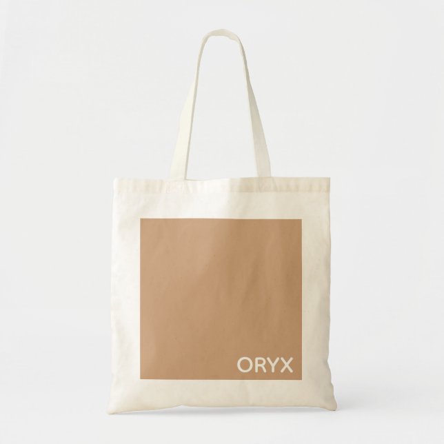 Oryx brown beige colour name tote bag (Front)