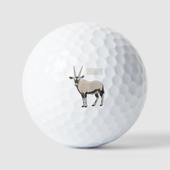 Oryx cartoon illustration  golf balls (Front)
