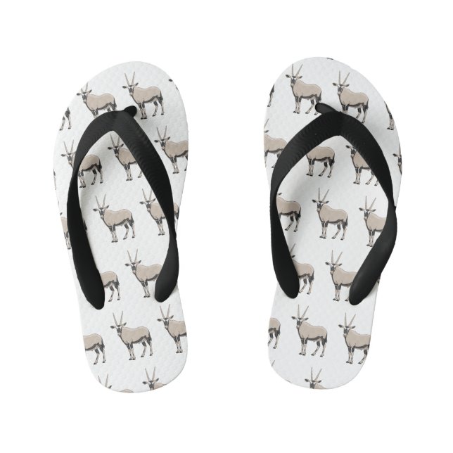 Oryx cartoon illustration kid's flip flops (Footbed)