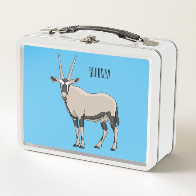 Oryx cartoon illustration metal lunch box (Front)