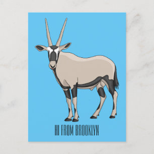 Oryx cartoon illustration postcard