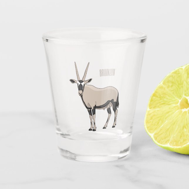 Oryx cartoon illustration shot glass (Front)