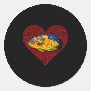Os Valentines Day Fish Love Fingerprint  Classic Round Sticker