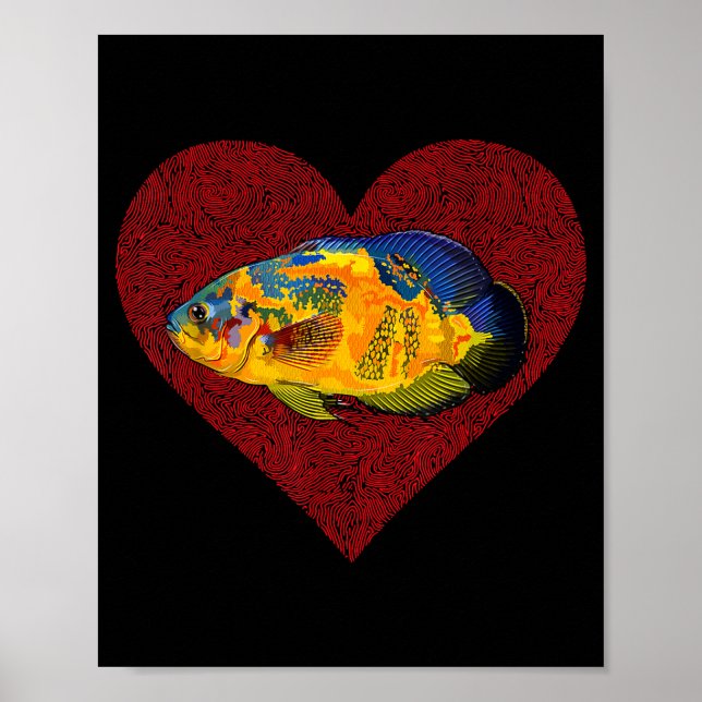 Os Valentines Day Fish Love Fingerprint  Poster (Front)