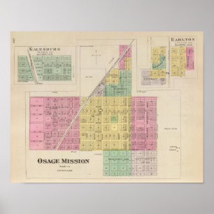 Osage Mission, Galesburg, and Earlton, Kansas Poster