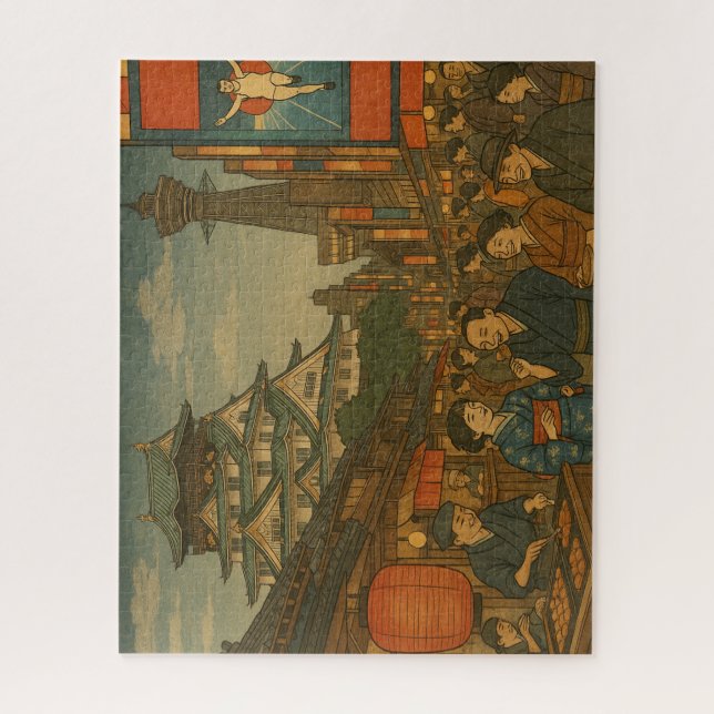 Osaka – Bustling Castle Town and Gourmet Street Jigsaw Puzzle (Vertical)