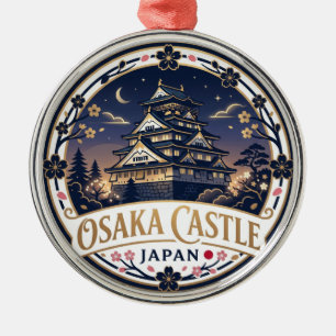 Osaka Castle at Night Japan Metal Tree Decoration