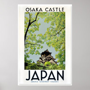 Osaka Castle Japan 1930s Vintage Style Japanese Poster