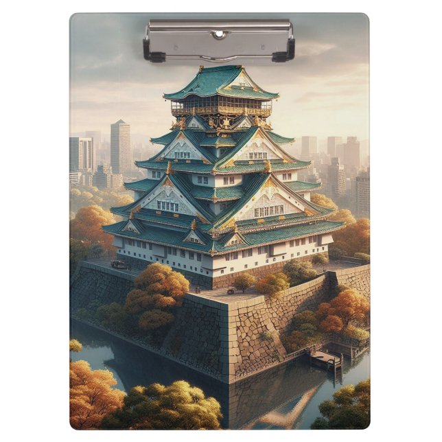 Osaka Castle Japan Landscape Vintage Travel Clipboard (Front)