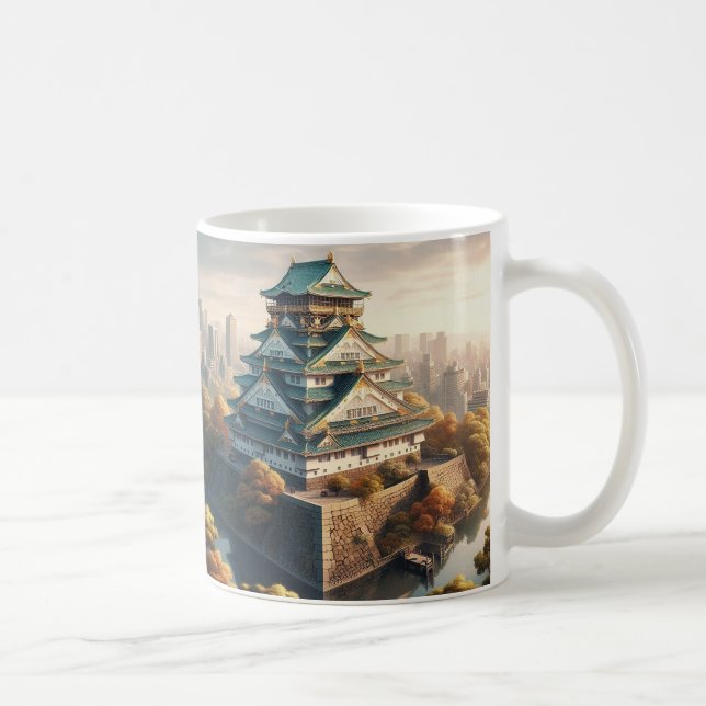 Osaka Castle Japan Landscape Vintage Travel Coffee Mug (Right)