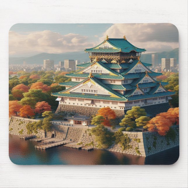 Osaka Castle Japan Landscape Vintage Travel Mouse Mat (Front)