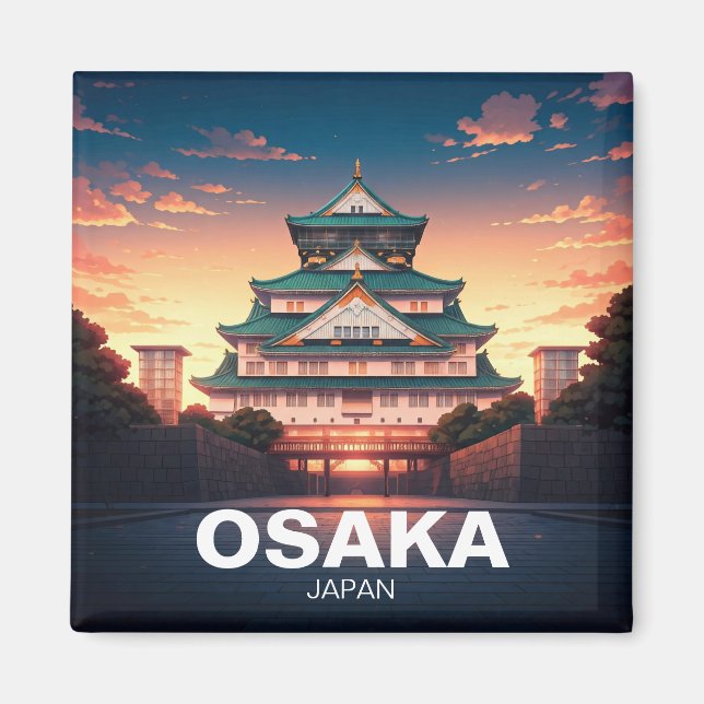 Osaka Castle Japan sunset Magnet (Front)