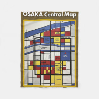 OSAKA central map Piet Mondrian style Fleece Blanket