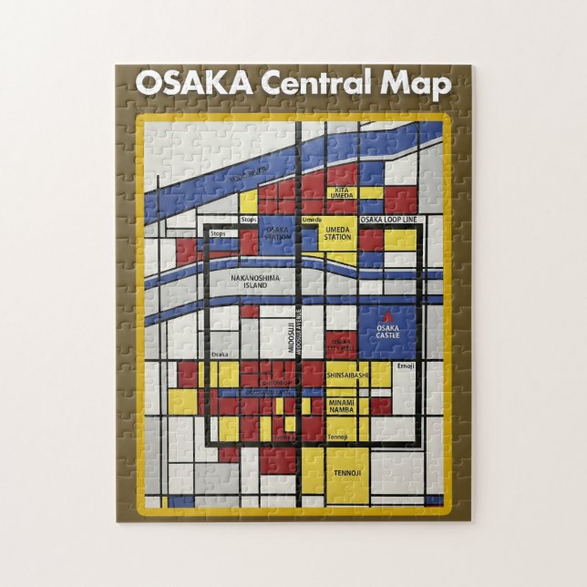OSAKA central map Piet Mondrian style Jigsaw Puzzle (Vertical)