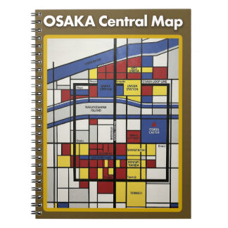 OSAKA central map Piet Mondrian style Notebook