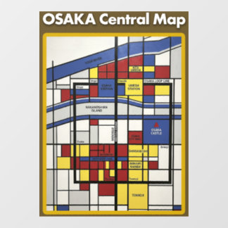OSAKA central map Piet Mondrian style Window Cling