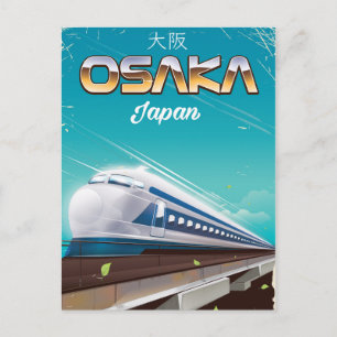 Osaka Japan bullet Train Vintage travel poster Postcard