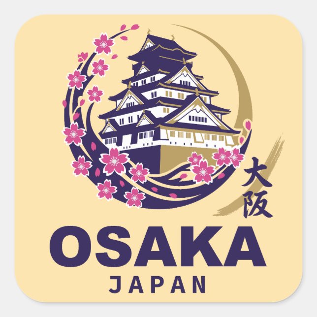Osaka Japan Cherry Blossoms Square Sticker (Front)