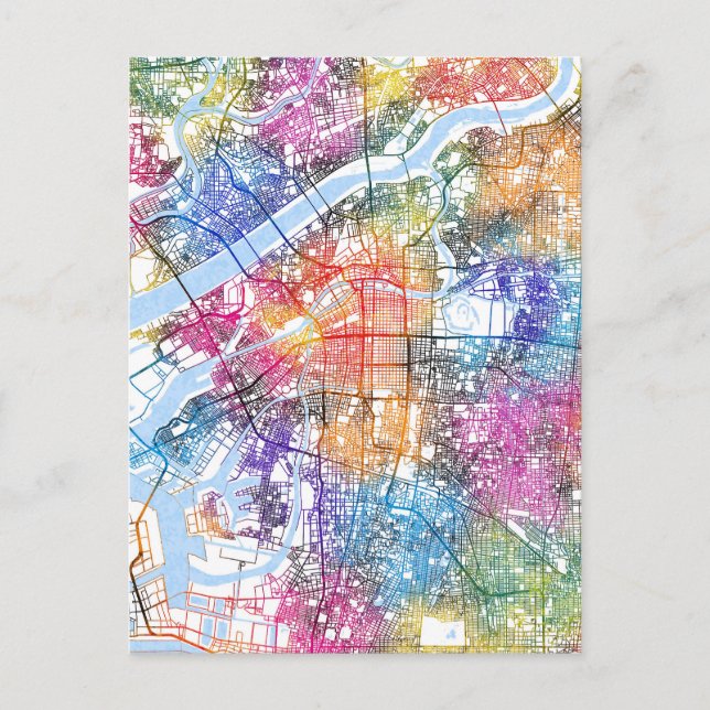 Osaka Japan City Map Postcard (Front)