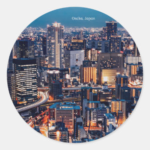 Osaka Japan cityscape photograph Classic Round Sticker