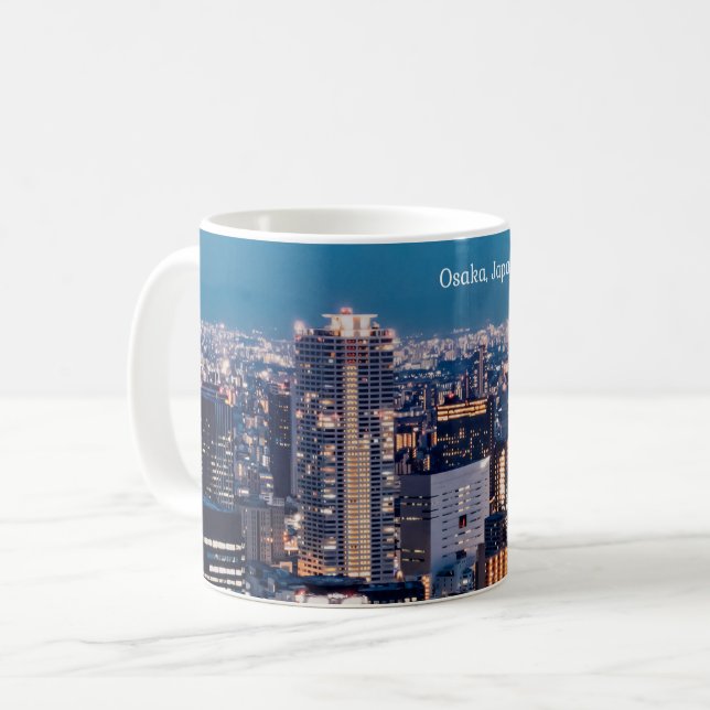 Osaka Japan cityscape photograph Coffee Mug (Front Left)