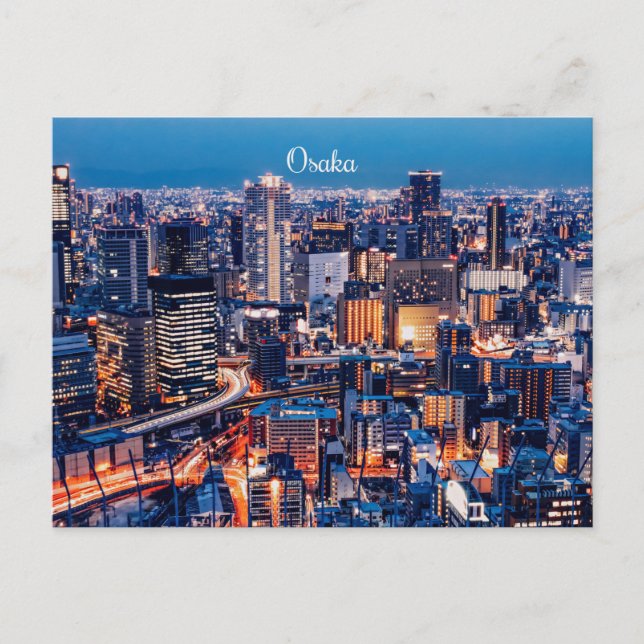 Osaka Japan cityscape photograph Holiday Postcard (Front)