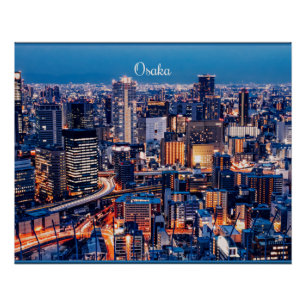 Osaka Japan cityscape photograph Poster
