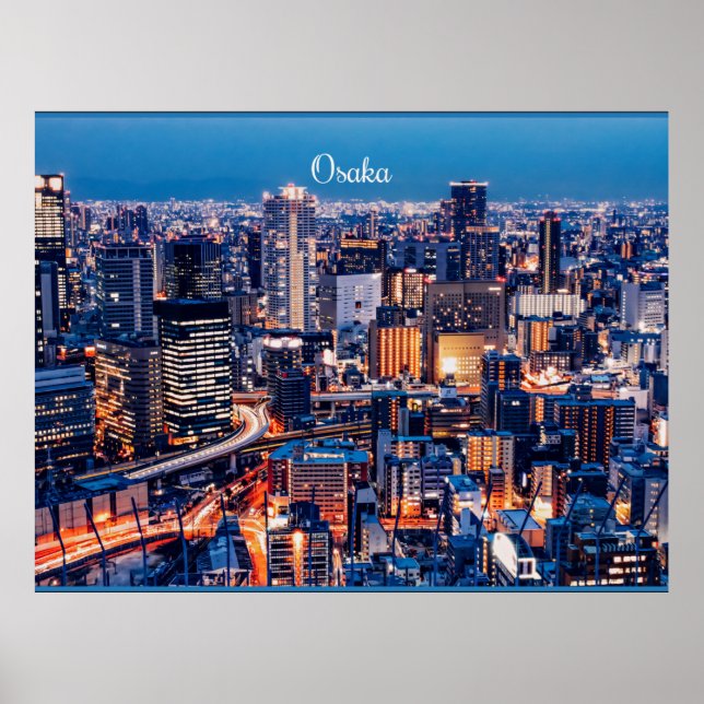 Osaka Japan cityscape photograph Poster (Front)