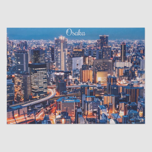 Osaka Japan cityscape photograph Tissue Paper (Front)