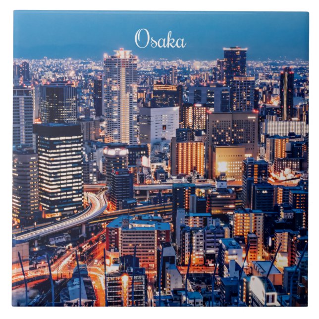 Osaka Japan cityscape Tile (Front)