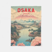 Osaka Japan Mount Fuji Travel Art Vintage