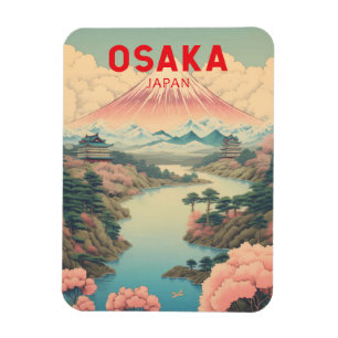 Osaka Japan Mount Fuji Travel Art Vintage Magnet