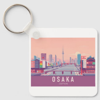 Osaka Japan Pastel Travel Design Key Ring