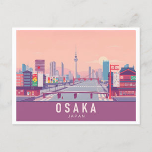 Osaka Japan Pastel Travel Design Postcard