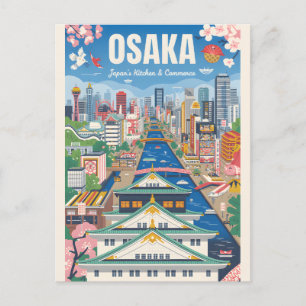 Osaka Japan Retro Travel Poster Vintage Art Holiday Postcard