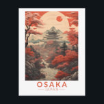 Osaka Japan Travel Art Vintage Postcard<br><div class="desc">Osaka retro vector travel design. It's known for its modern architecture,  nightlife and hearty street food. The 16th-century shogunate Osaka Castle,  which has undergone several restorations,  is its main historical landmark.</div>