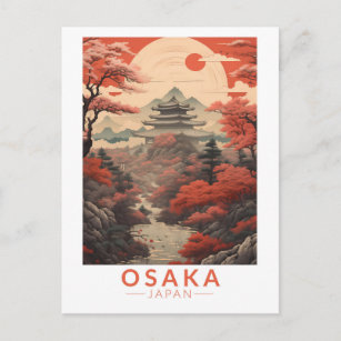 Osaka Japan Travel Art Vintage Postcard