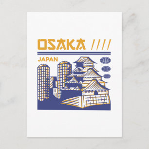 Osaka Japan Urban Heritage Retro Travel Design Postcard