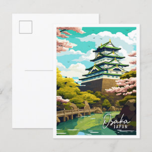 Osaka Japan vintage travel illustration Postcard