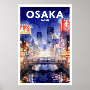Osaka Japan Vintage Travel Poster
