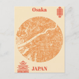 Osaka map Japan Postcard