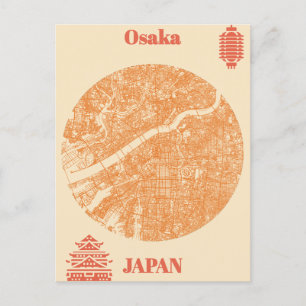 Osaka map Japan Postcard