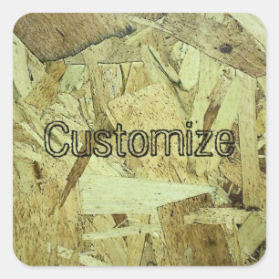 OSB Chip Board Plywood with Customised Text Square Sticker