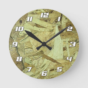 OSB Chip Board Plywood with Numbers Round Clock